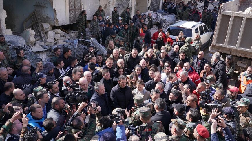 Syria's President Bashar al-Assad visits areas hit by the earthquake