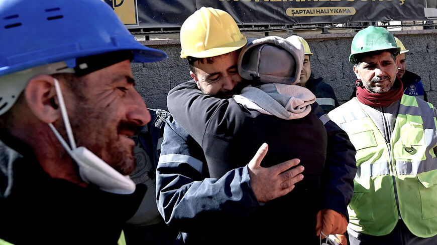 rescuers of Aleyna Olmez hug in Turkey