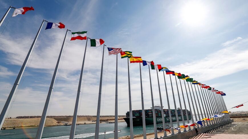 This picture taken on Nov. 17, 2019, shows the Hong Kong-flagged container ship CSCL STAR sailing through Egypt's Suez Canal.