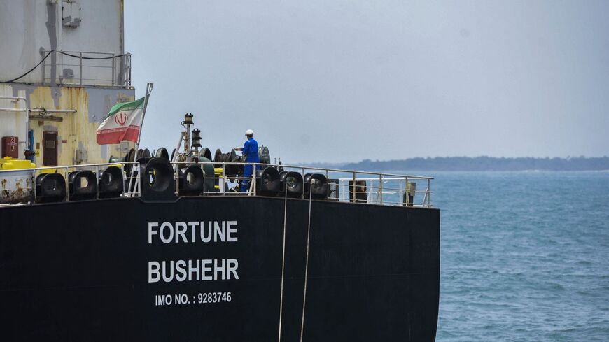 The Iranian-flagged oil tanker Fortune is docked at the El Palito refinery after its arrival to Puerto Cabello in the northern state of Carabobo, Venezuela, on May 25, 2020. - The first of five Iranian tankers carrying much-needed gasoline and oil derivatives docked in Venezuela on Monday, Caracas announced amid concern in Washington over the burgeoning relationship between countries it sees as international pariahs. (Photo by AFP) (Photo by -/AFP via Getty Images)