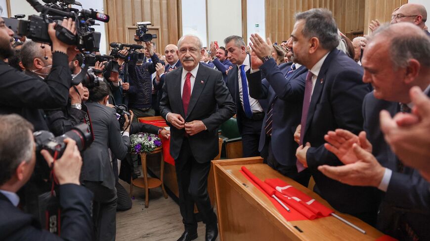 Chairman of Turkey's main opposition Republican People's Party (CHP) Kemal Kilicdaroglu (C).