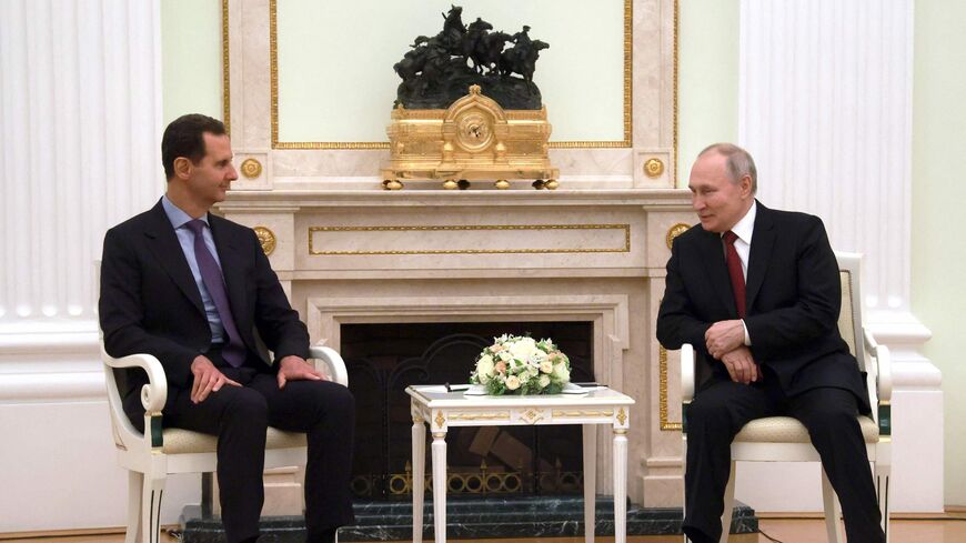 Russian President Vladimir Putin meets with his Syrian counterpart Bashar al-Assad at the Kremlin in Moscow on March 15, 2023.