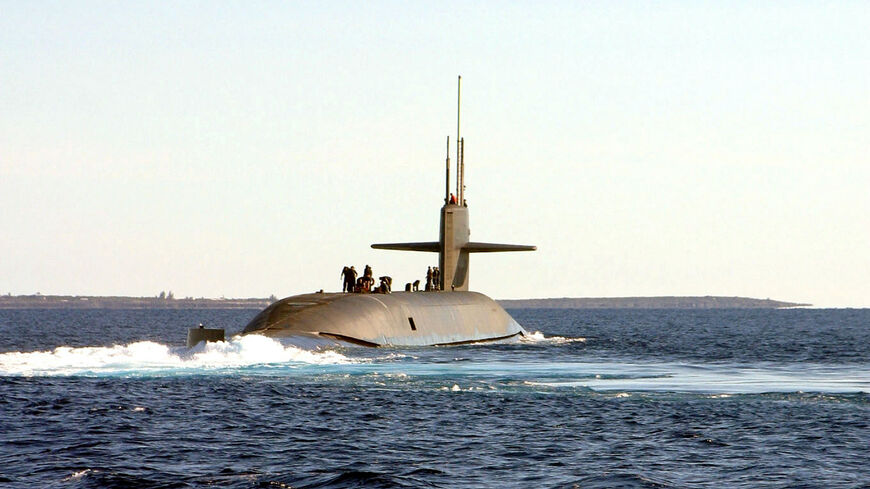 The USS Florida sails during "Giant Shadow," a Naval Sea Systems Command/Naval Submarine Forces exercise to test the capabilities of the Navy's future guided missile submarines Jan. 22, 2003 off the coast of the Bahamas.  