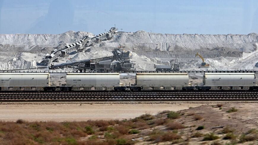 This picture taken on December 11, 2019, shows a view of railroad tracks by a quarry site at the Jubail Industrial City, about 95 kilometres north of Dammam in Saudi Arabia's eastern province overlooking the Gulf. (Photo by GIUSEPPE CACACE / AFP) (Photo by GIUSEPPE CACACE/AFP via Getty Images)