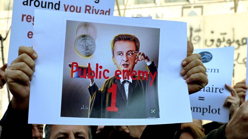 Lebanese protesters demonstrate against the monetary policies of Lebanon's Central Bank governor in the capital Beirut on Jan. 25, 2023.