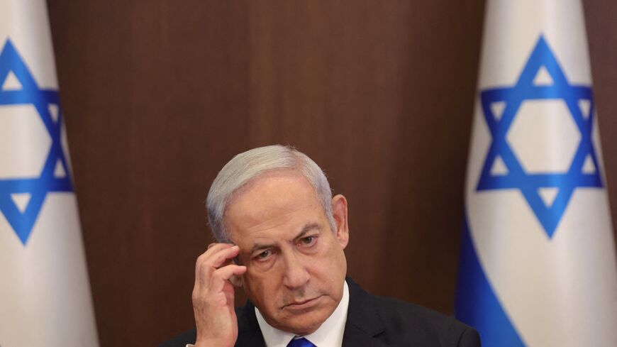  Israeli Prime Minister Benjamin Netanyahu attends the weekly cabinet meeting in his office in Jerusalem, on June 25, 2023. (Photo by ABIR SULTAN / POOL / AFP) (Photo by ABIR SULTAN/POOL/AFP via Getty Images)