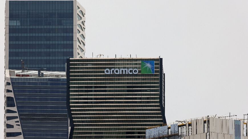 Aramco tower (C) at the King Abdullah Financial District in Riyadh 