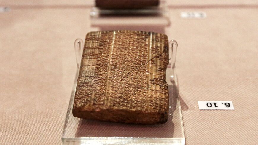 An Achaemenid-era clay tablet displayed at Iran's National Museum in October, 2019 after the fourth batch were returned from the United States