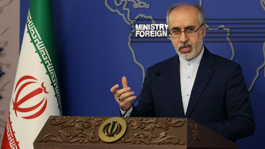 Iran's Ministry of Foreign Affairs spokesman Nasser Kanani speaks during a press conference in the capital Tehran on December 5, 2022. (Photo by ATTA KENARE / AFP) (Photo by ATTA KENARE/AFP via Getty Images)