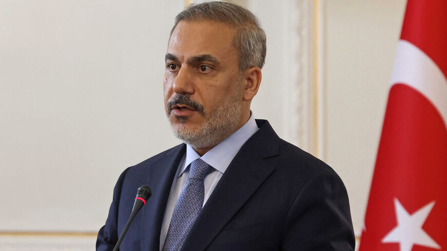 Turkey's Foreign Minister Hakan Fidan speaks during a joint press conference with his Iranian counterpart in Tehran on September 3, 2023. (Photo by ATTA KENARE / AFP) (Photo by ATTA KENARE/AFP via Getty Images)