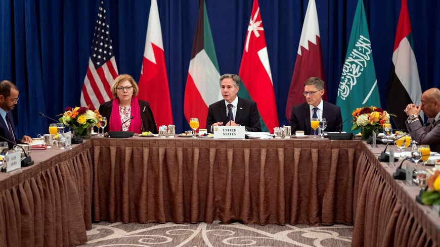 US Secretary of State Antony Blinken attends breakfast with the foreign ministers of the Gulf Cooperation Council (GCC) on September 18, 2023 in New York. 