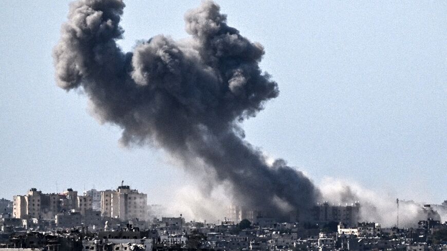 Smoke rises over the Gaza Strip during an Israeli strike, amid the ongoing battles between Israel and the Palestinian group Hamas