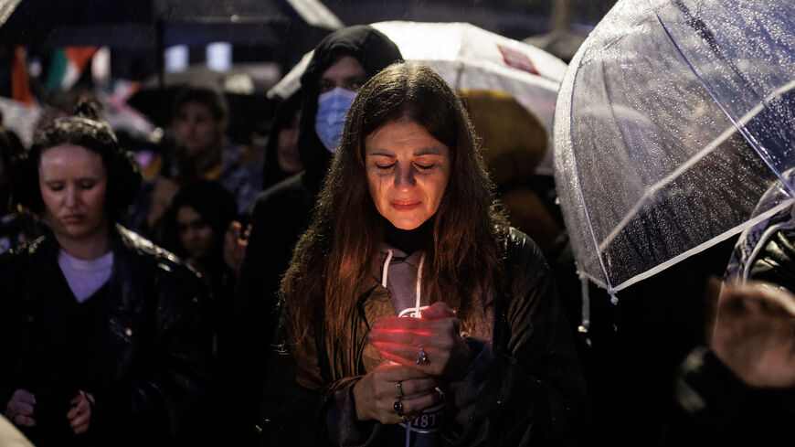 A vigil for the victims of the al-Ahli Arab hospital explosion.