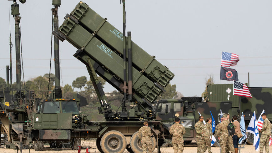 US Army officers stand in front a US Patriot missile defense system during joint Israeli-US military exercise "Juniper Cobra" at the Hatzor airforce base, Israel, March 8, 2018.