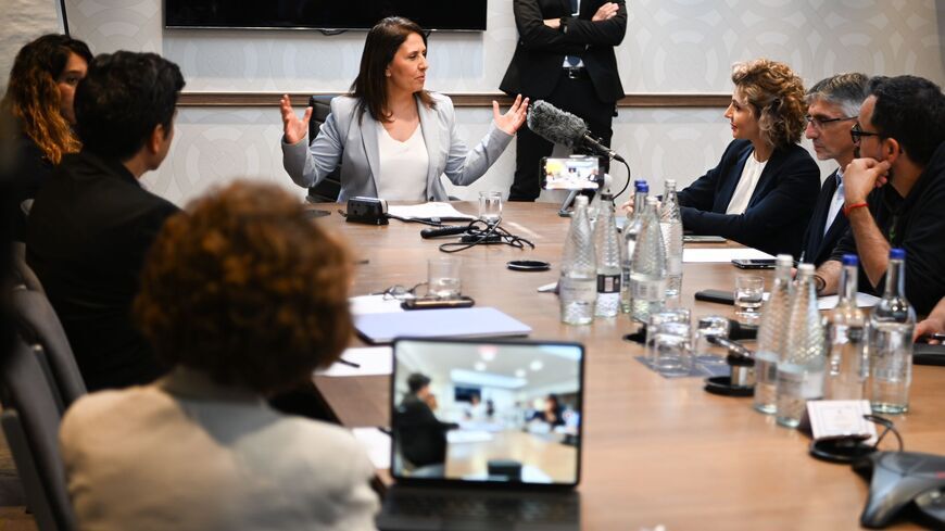 Israel Intelligence Minister Gila Gamliel meets with Iranian journalists and activists in exile, London, UK, Sept. 6, 2023.