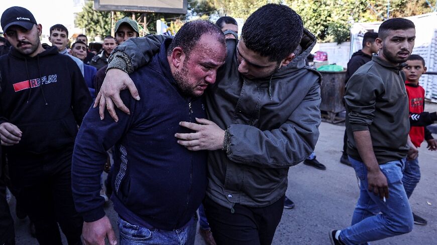 Mourners at the funeral of a 14-year-old Palestinian killed during clashes with Israeli forces in the West Bank