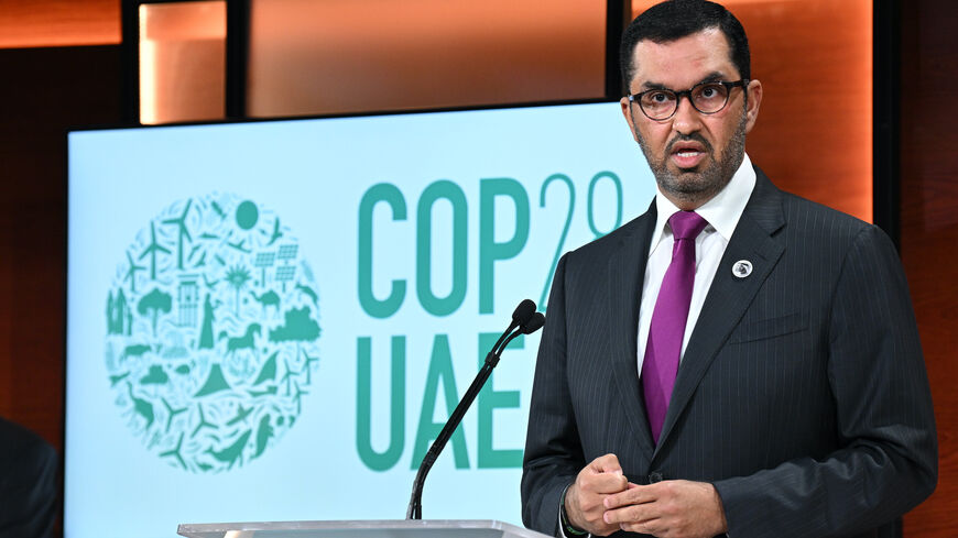 COP28 President-Designate Dr. Sultan Al Jaber speaks onstage as COP28 President-Designate Dr. Sultan Ahmed Al Jaber and UN Special Envoy Michael R. Bloomberg Announce COP28 Local Climate Action Summit at COP28 In Dubai In December Alongside Local Leaders at The Plaza Hotel on Sept. 19, 2023 in New York City.
