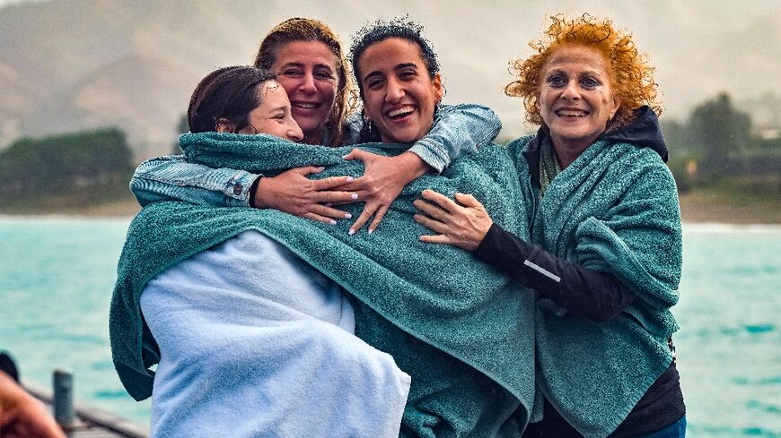 The music festival survivors jumped off a pier as part of the alternative therapies on offer