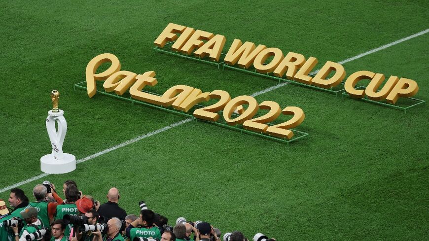 The World Cup Trophy on display before the final