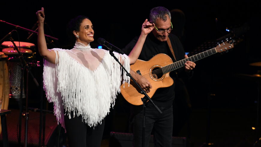 Israeli singer Achinoam Nini, professionally known as Noa, is seen during a performance.