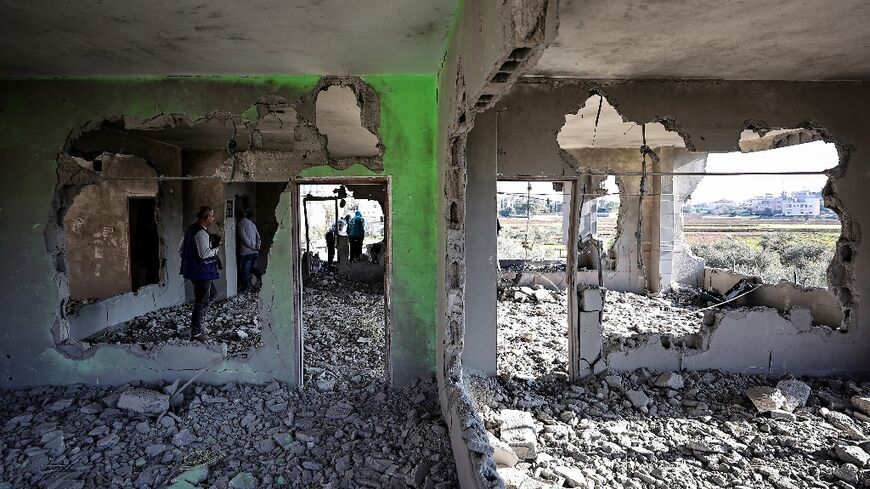 The apartment of Palestinian suspect Osama Bani Fadl who is accused of killing two Israeli settlers in Huwara in the occupied West Bank in August, after it was destroyed by the Israeli army on December 19, 2023 in nearby Aqraba