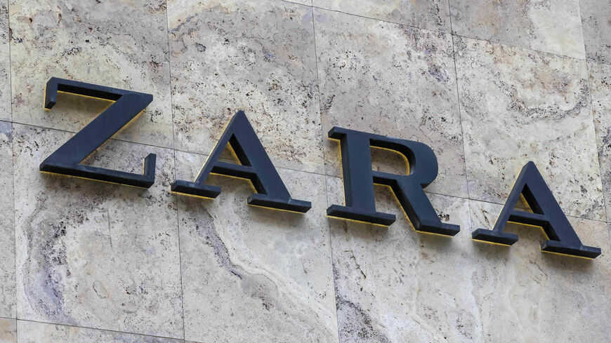 This photograph shows the logo of Zara retail clothing chain on a store building in Brussels, Belgium, Feb. 18, 2023.