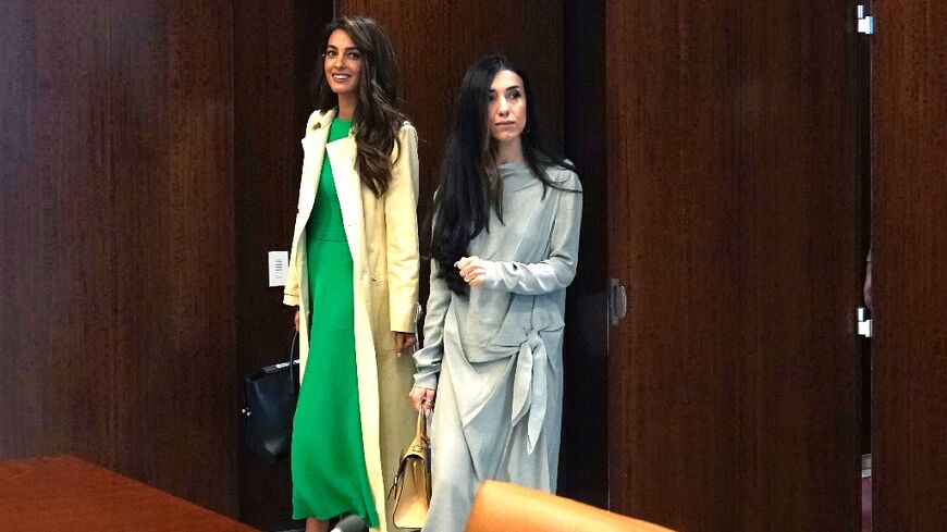 Attorney Amal Clooney (L), co-Founder is part of a legal team representing Nadia Murad (R)and some 430 Yazidi Americans in a suit against French company Lafarge