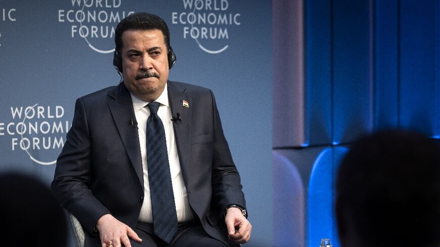 Iraqi Prime Minister Mohamed Shia al-Sudani attends a session at the World Economic Forum in Davos