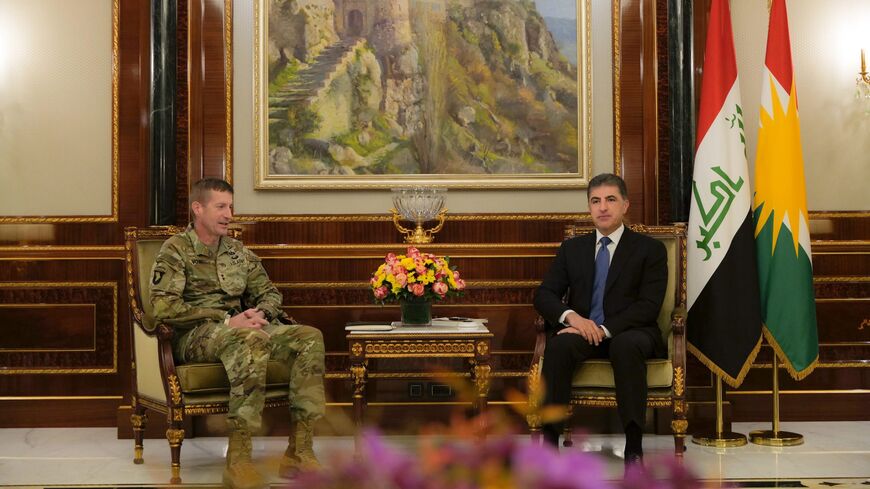 Iraqi Kurdistan Region President Nechirvan Barzani meets with commander of the Combined Joint Task Force-Operation Inherent Resolve, Maj. Gen. Joseph Votel, on Jan. 9, 2024.