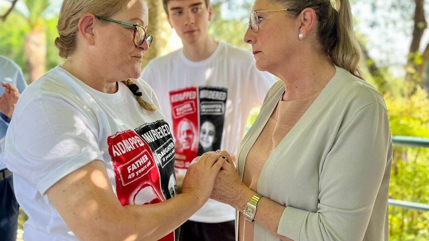 First Lady Michal Herzog at a consolation visit by the Idan family, Oct. 25 Kibbutz Mishmar Haemek. 