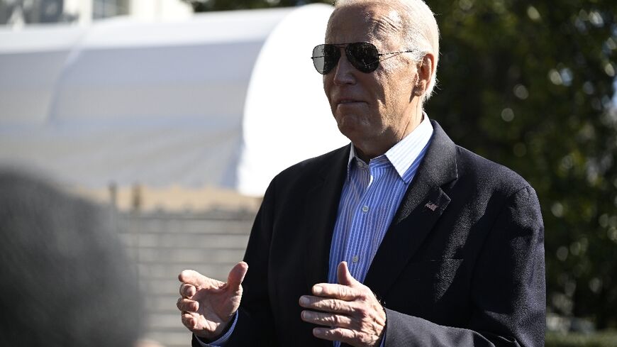 US President Joe Biden speaks to reporters before boarding Marine One at the White House on February 29, 2024