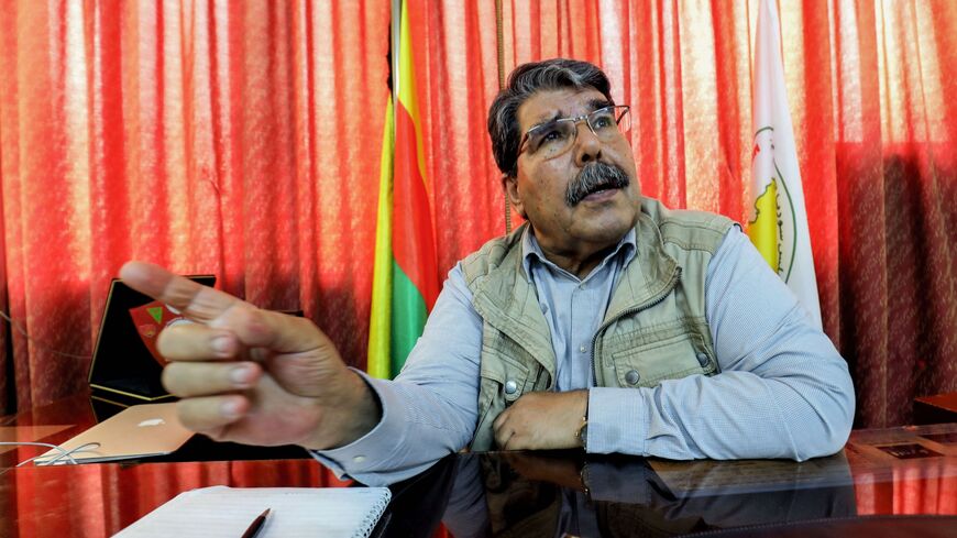 Salih Muslim, the diplomatic relations official for the Kurdish Movement for a Democratic Society, and the former co-chairman of the main Kurdish leftist Democratic Union Party (PYD), speaks during an interview in his office on August 2, 2018. 