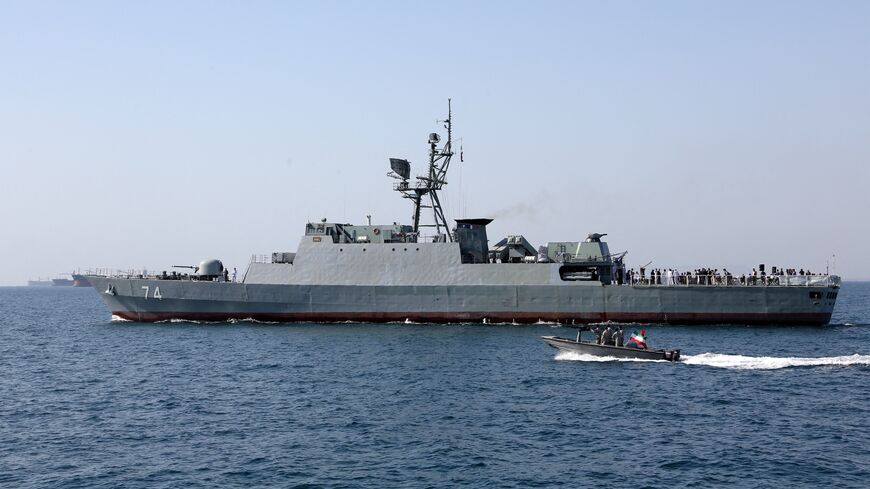An Iranian Navy warship in the Strait of Hormuz, on April 30, 2019.