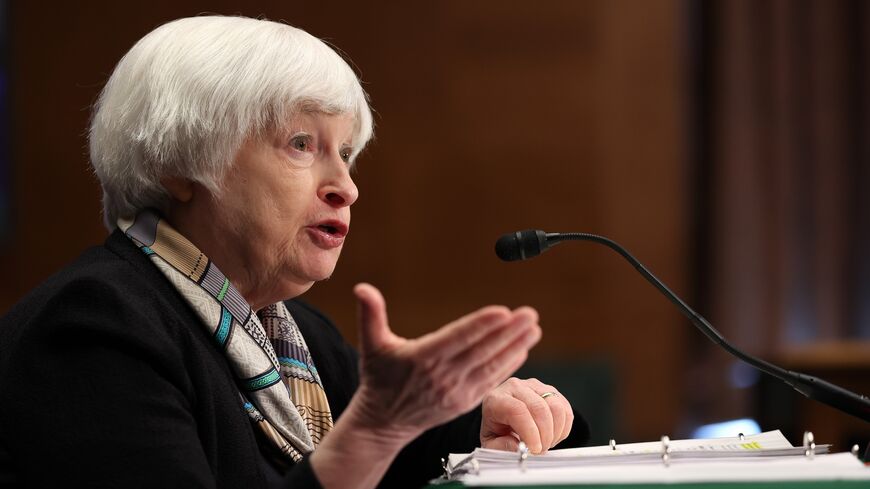 US Treasury Secretary Janet Yellen testifies before the Senate Banking, Housing, and Urban Affairs Committee on Feb. 08, 2024.