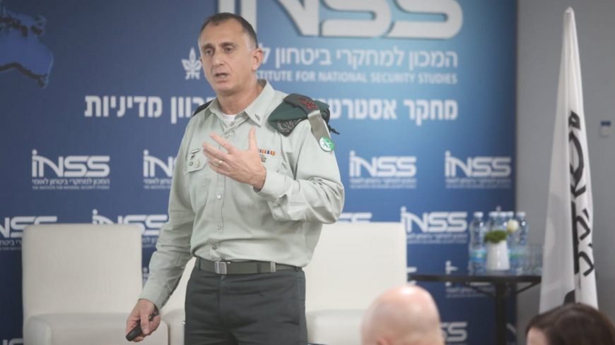 Then head of Israeli Military Intelligence Tamir Hyman speaks at the Institute for National Security Studies think tank in Tel Aviv, Jan. 28, 2020. 