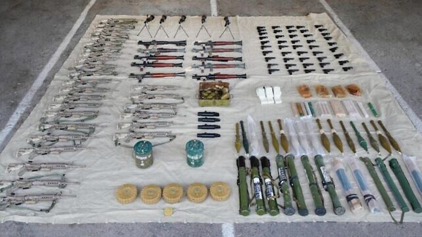Iranian weapons smuggled into the West Bank captured by Israeli forces, in a handout image published March 25, 2024.