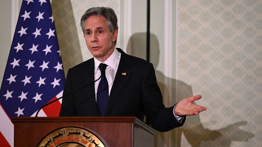 US Secretary of State Antony Blinken speaks during a joint press conference with Egypt's foreign minister