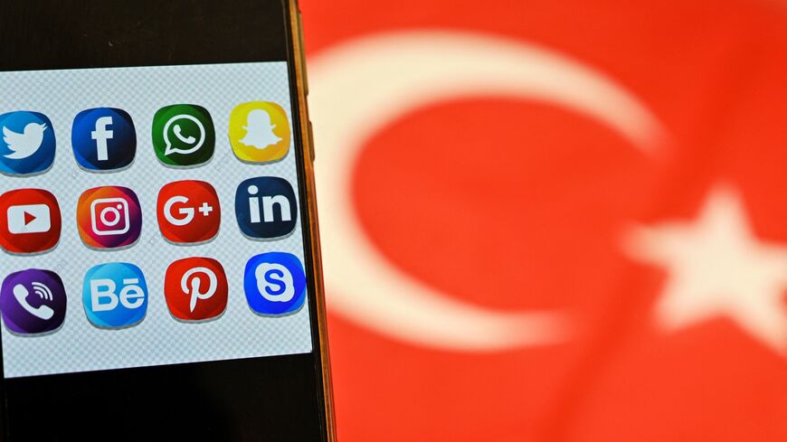 This picture taken on Sept. 30, 2020, shows logos of social-networking websites displayed on a mobile phone's screen in Istanbul.