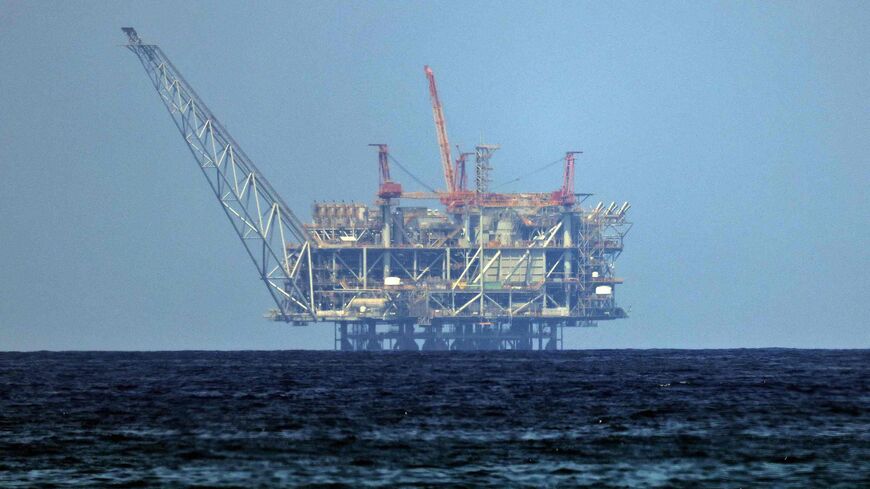 A view of the platform of the Leviathan natural gas field in the Mediterranean Sea is pictured from the Israeli northern coastal beach of Nasholim, on August 29, 2022. (Photo by JACK GUEZ / AFP) (Photo by JACK GUEZ/AFP via Getty Images)