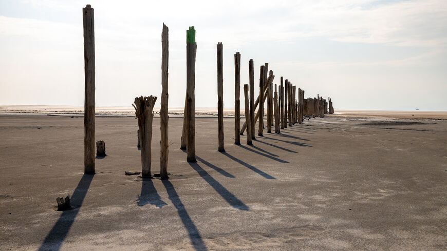 A view of Lake Urmia, one of the largest saltwater lakes in the world, which is located in the northwest of Iran, while the drought has affected the entire country and put the lake in danger of drying up again in Urmia, Iran. 