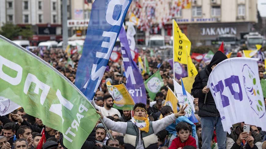 Supporters of the pro-Kurdish DEM Party.