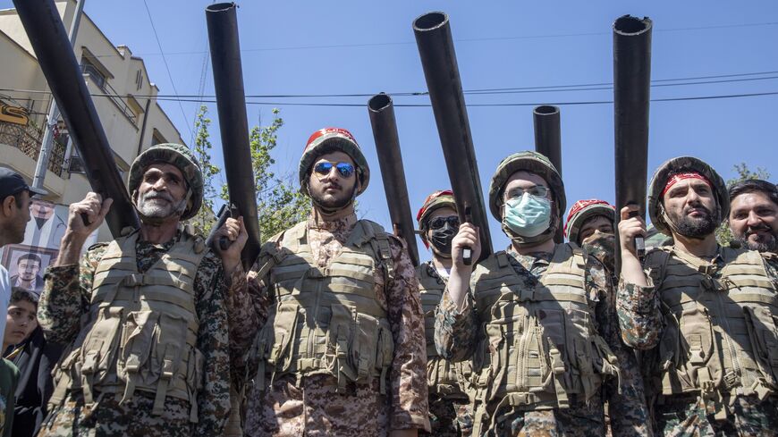 Iranians attend the funeral of seven Revolutionary Guard Corps members killed in a strike on the country's consular annex in Damascus.