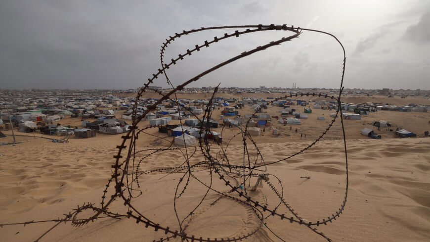 A picture shows a view of a camp for displaced Palestinians in Rafah in the southern Gaza Strip on April 26, 2024 amid the ongoing conflict between Israel and the Palestinian militant group Hamas. (Photo by MOHAMMED ABED / AFP) (Photo by MOHAMMED ABED/AFP via Getty Images)