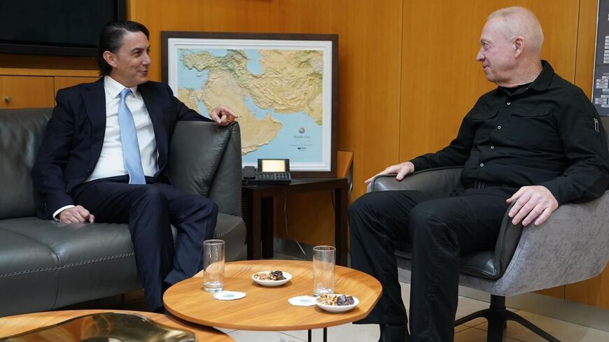 US special envoy to the region Amos Hochstein (R) meets with Israeli Defense Minister Yoav Gallant at Israeli Defense Ministry headquarters, Tel Aviv, Jan. 4, 2024.