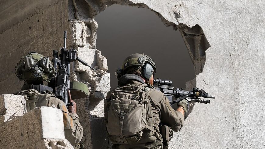 Israeli soldiers are seen during military operations in the Gaza Strip