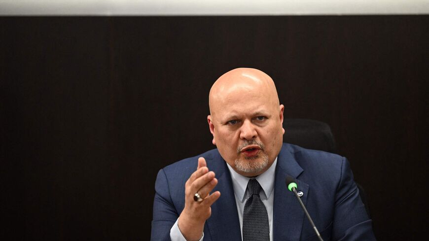 International Criminal Court's chief prosecutor Karim Khan speaks during a press conference in Bogota on June 6, 2023.