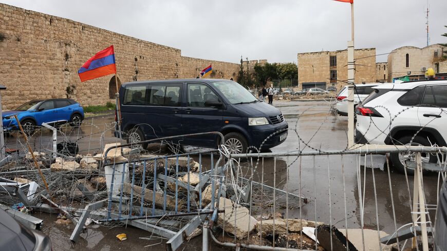 A picture shows the Armenian car park in the Old City of Jerusalem on December 13, 2023. When bulldozers rolled into Jerusalem's Old City to start work on an Israeli settlement that would build a luxury hotel atop a fourth of the historic Armenian quarter, residents rapidly mobilized.