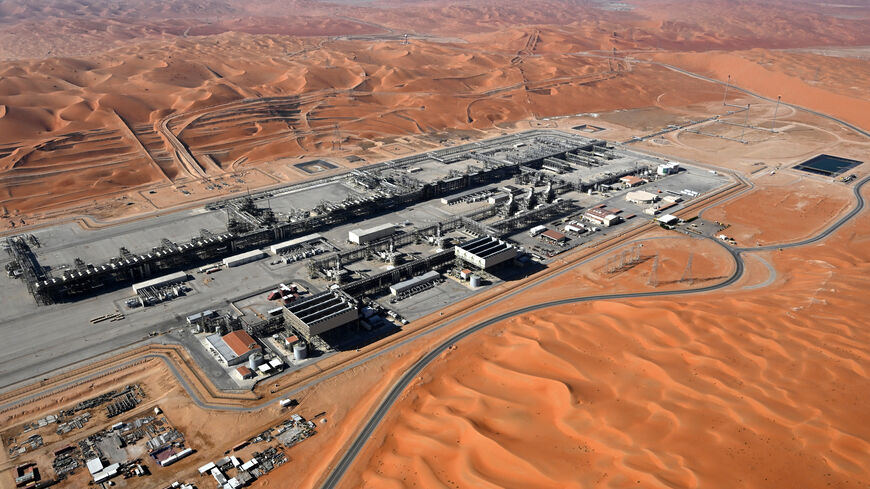 This photograph taken on January 12, 2024, shows an oil refinery in the desert between Shubaytah and Shubaytah, of the Dakar rally 2024, in Saudi Arabia, on January 12, 2024. (Photo by PATRICK HERTZOG / AFP) (Photo by PATRICK HERTZOG/AFP via Getty Images)