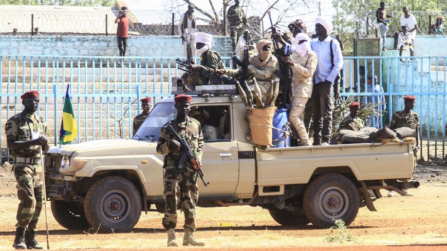 Fighters of the Sudan Liberation Movement, a Sudanese rebel group active in Sudan's Darfur State.