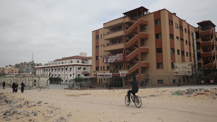 The damaged Nasser Hospital in Khan Yunis